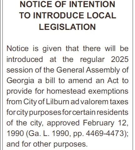 LEGAL AD FOR PROPOSED LEGISLATION